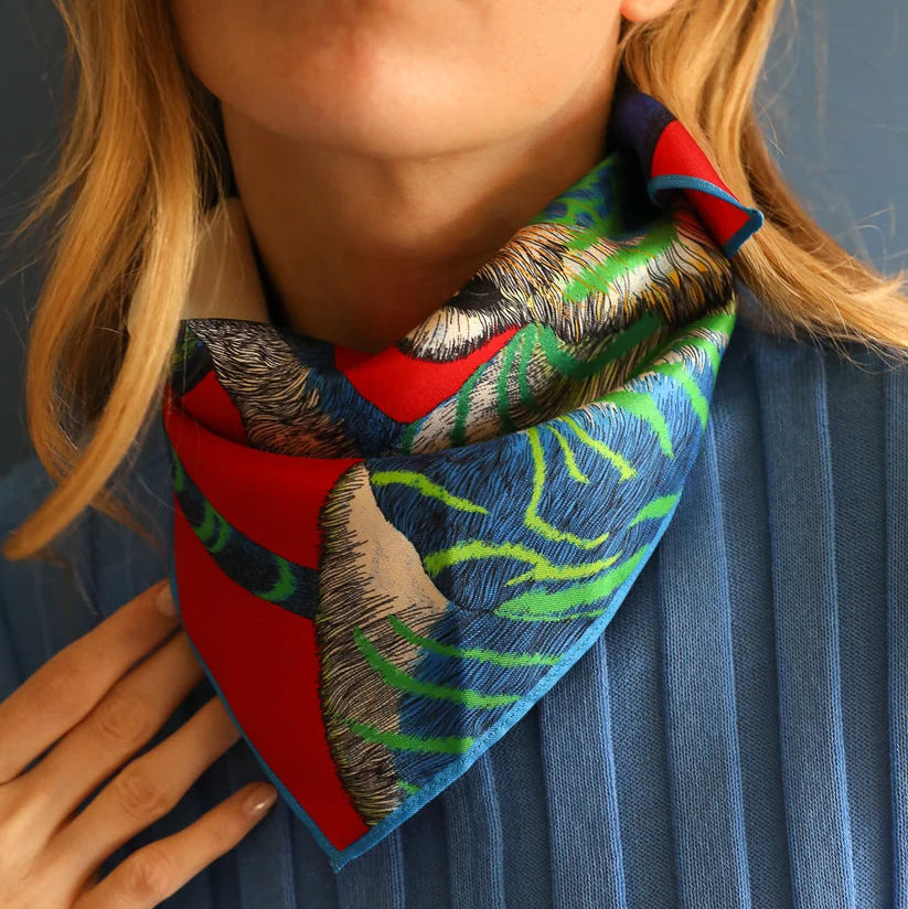 Foulard de Soie, bandana, Prédateurs Rouge