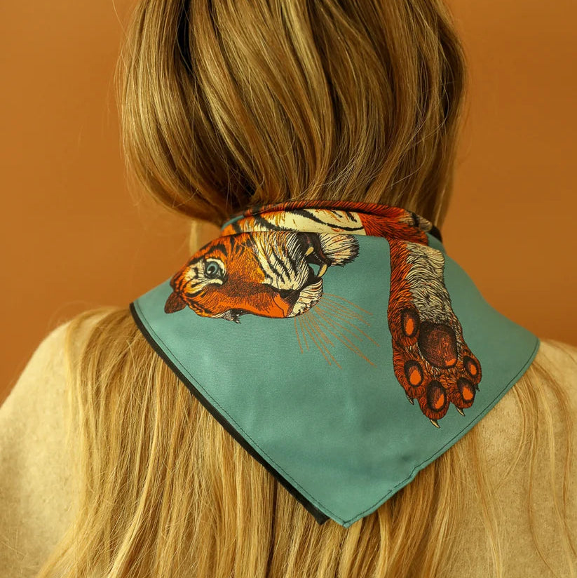 Foulard de Soie, bandana, Tigre Neutre
