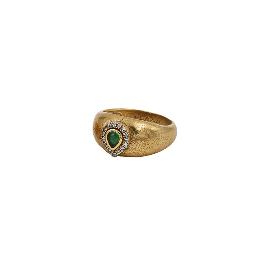 Bague Dolie Strass Goutte Agate Verte