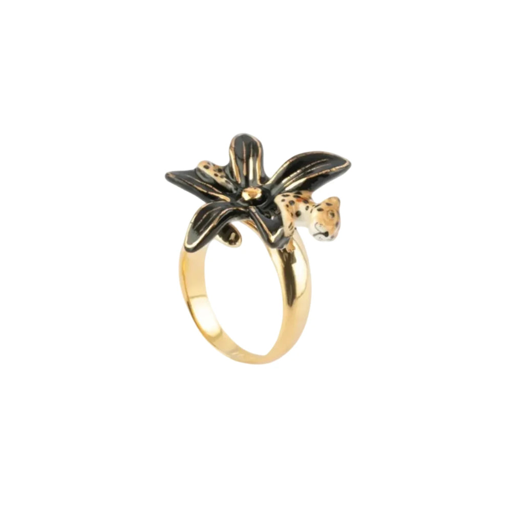 Bague Fleur Noir Erine & Léopard