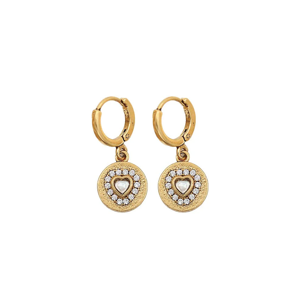Boucles Dolie Médaille Coeur Nacre