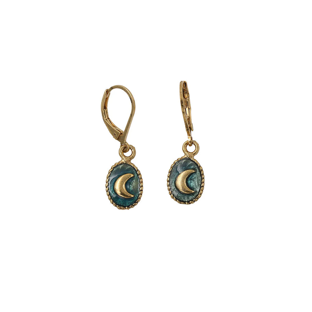 Boucles Lune Email Bleu