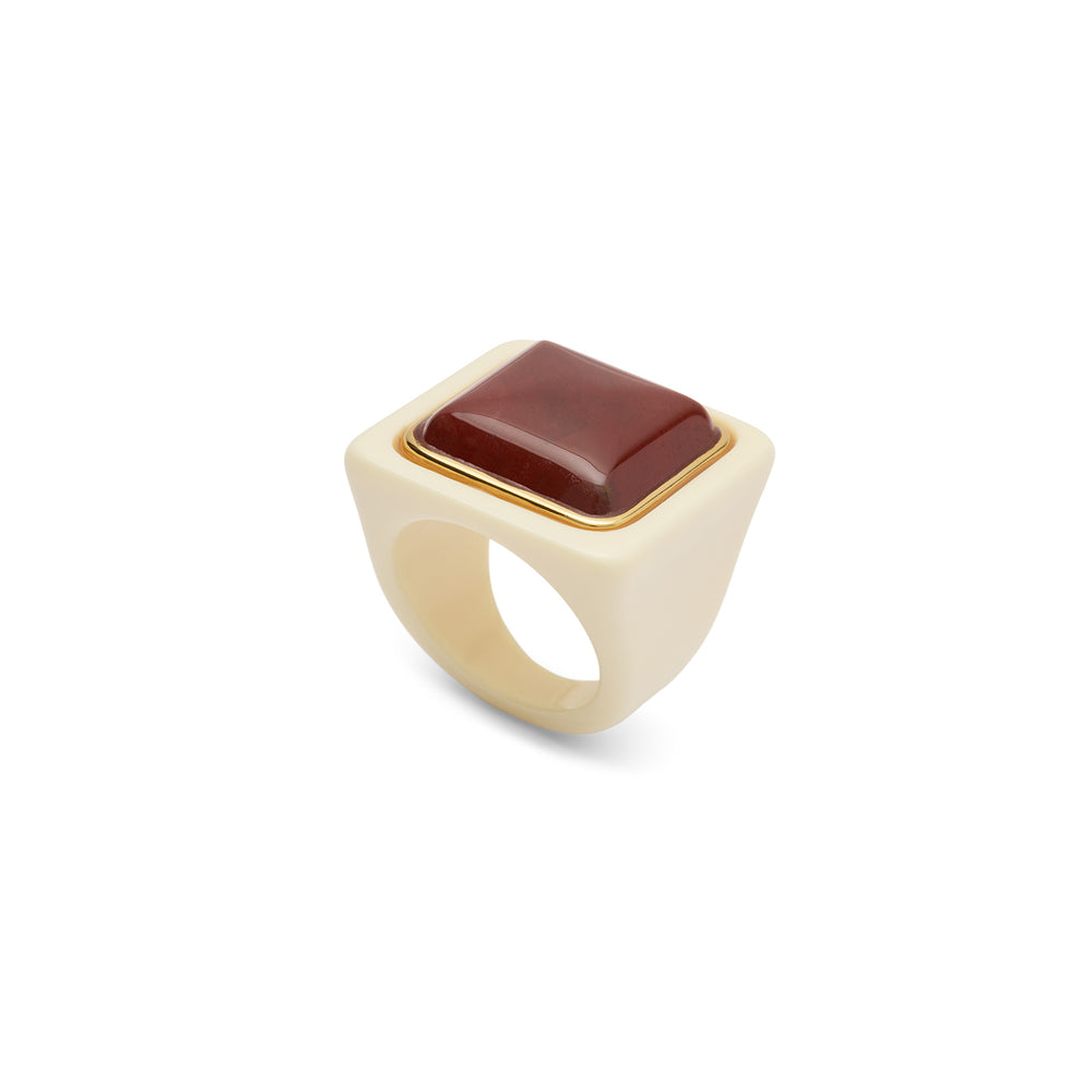 Bague Alaïa Ivoire et Jaspe Rouge