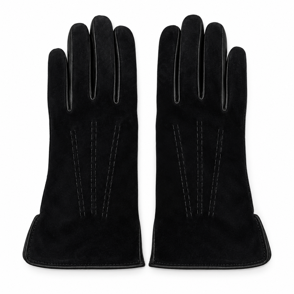 Gants Velours / Agneaux doublé Cachemire Noir